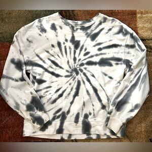 *No Brand* White Crew Neck Sweatshirt/pull-over, Relaxed fit, Tye Dye Blue, S/M